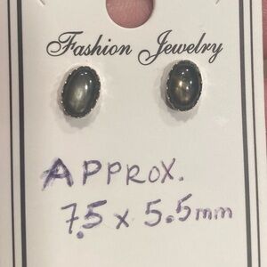 Black Star Sapphire Earrings in Sterling Silver Posts